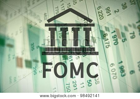 Building icon with inscription FOMC