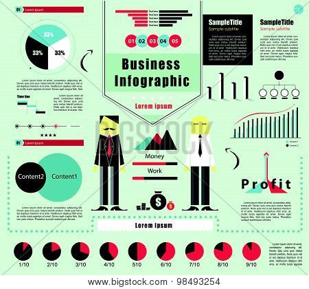 Vintage Business Infographics Element Set. Vector Illustration.