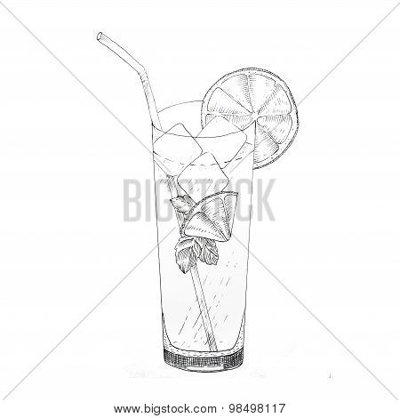 Hand drawn lemonade ink sketch