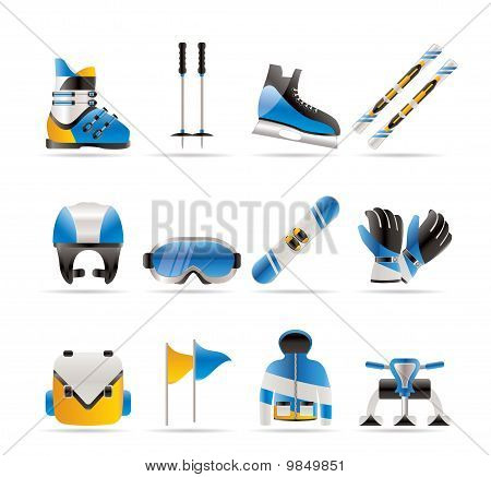 Ski en snowboard equipment pictogrammen