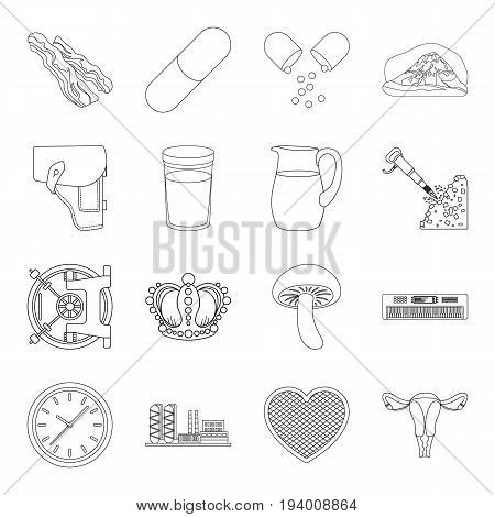 appendages, womb, finance and other  icon in outline style.cooking, travel, war icons in set collection.