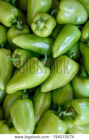 Lots Of Green Pepper At Night Traditional Market
