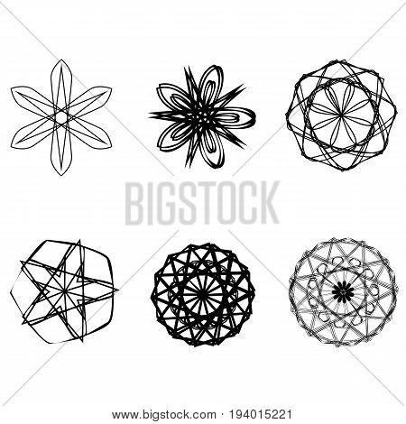 Geometric pattern symbols fractale pentagram astrology stamp label
