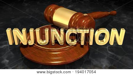 Injunction Law Concept 3D Illustration