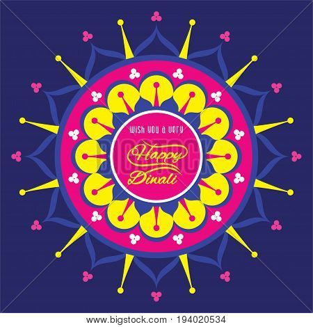 creative happy diwali greeting design decorate with colorful rangoli