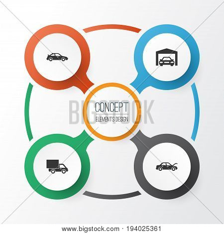 Auto Icons Set. Collection Of Fixing, Lorry, Crossover And Other Elements. Also Includes Symbols Such As Fixing, Sports, Automobile.