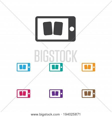 Vector Illustration Of Casino Symbol On Smartphone Gaming Icon. Premium Quality Isolated Cell Play Cards Element In Trendy Flat Style.