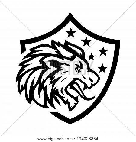 Lion head - vector sign concept illustration. Lion head logo. Wild lion head graphic illustration. Design element.Eps8,Eps10