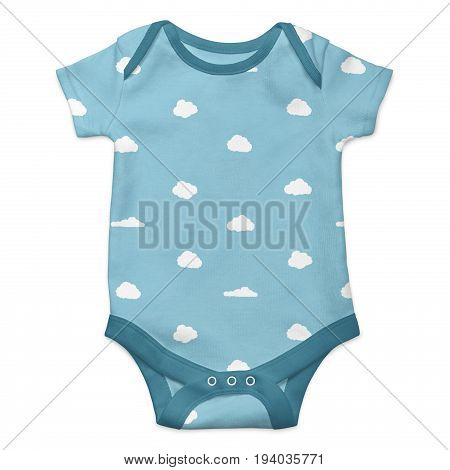 Baby onesie with clouds pattern isolated over white background