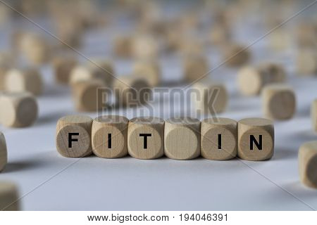 Fit In - Cube With Letters, Sign With Wooden Cubes