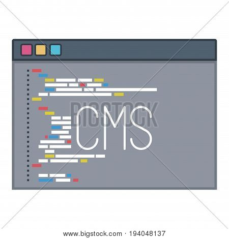 color silhouette of programming window with script code cms vector illustration