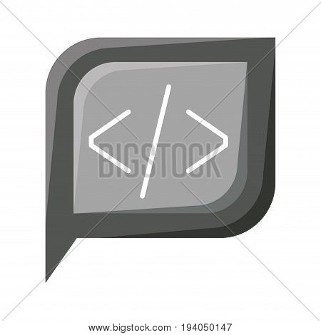 grayscale silhouette dialogue square with tail with angle brackets symbol vector illustration