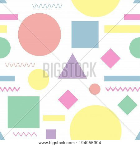 Seamless pattern. Geometric design texture. Simple colorful shapes for brochure cover textbook notebook schoolbook etc. Vector illustration.