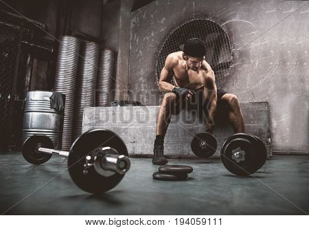 Athlete training in a gym - Functional training workout