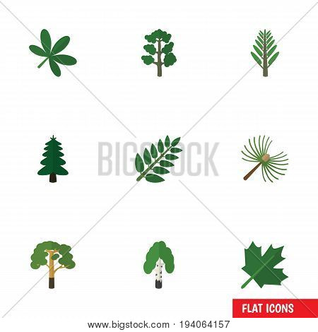 Flat Icon Natural Set Of Timber, Wood, Oaken And Other Vector Objects. Also Includes Forest, Wood, Tree Elements.