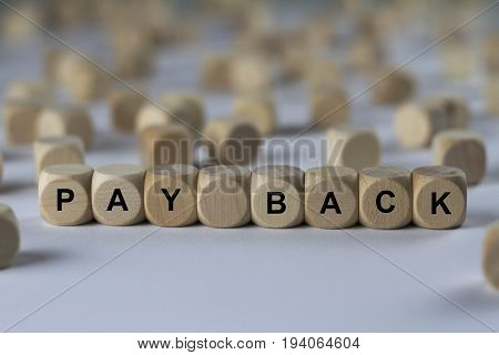 Pay Back - Cube With Letters, Sign With Wooden Cubes