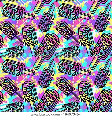 Ice Cream Geometrical  Seamless Pattern.