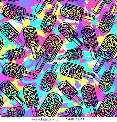 Ice Cream Geometrical  Seamless Pattern.