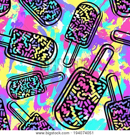 Ice Cream Geometrical  Seamless Pattern.