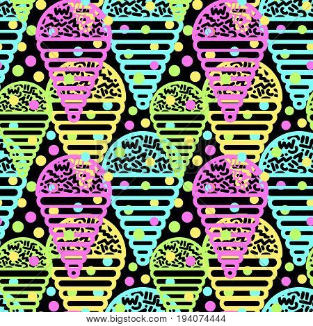 Ice Cream Geometrical  Seamless Pattern.