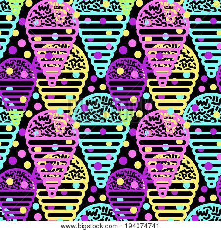 Ice Cream Geometrical  Seamless Pattern.