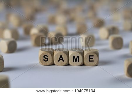 Same - Cube With Letters, Sign With Wooden Cubes