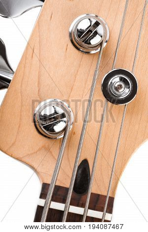 Metallic Volume Treble Guitar Bass Knobs. Electric Guitar. Red Electric Bass Guitar Close-up. Musica