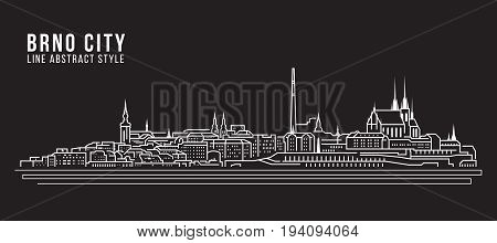 Cityscape Building Line art Vector Illustration design - Brno city