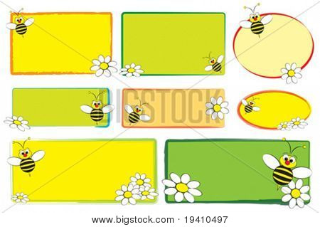 Kind-Labels mit einer Biene und weiße Gänseblümchen - Etiketten für Kinder