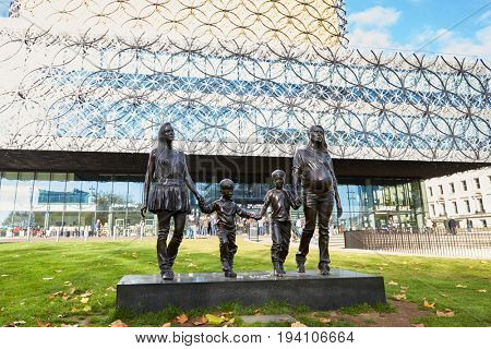 Birmingham, UK - 6 November 2016: Gillian Wearing Statue Outside The Library Of Birmingham
