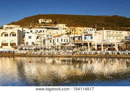 LOUTRA, GREECE - MAY 24, 2017: Loutra village on Kythnos island early in the morning on May 24, 2017.