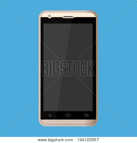 Realistic mobile phone, smartphone vector template, mockup with empty screen. Gadget telephone with touchscreen, telephone flat with camera illustration