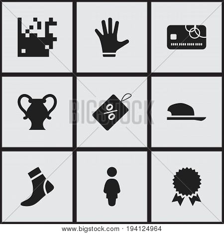 Set Of 9 Editable Trade Icons. Includes Symbols Such As Fingers, Madam, Medal And More. Can Be Used For Web, Mobile, UI And Infographic Design.