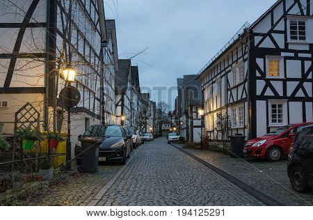 FREUDENBERG GERMANY - FEBRUARY 21 2016: Half-timbered houses of Freudenberg a town in North Rhine-Westphalia Germany