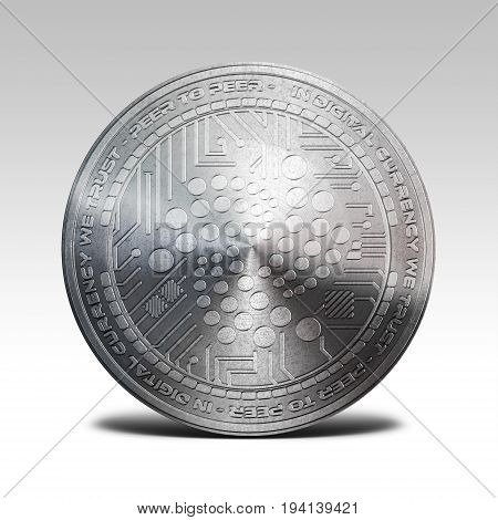 silver iota coin isolated on white background 3d rendering illustration