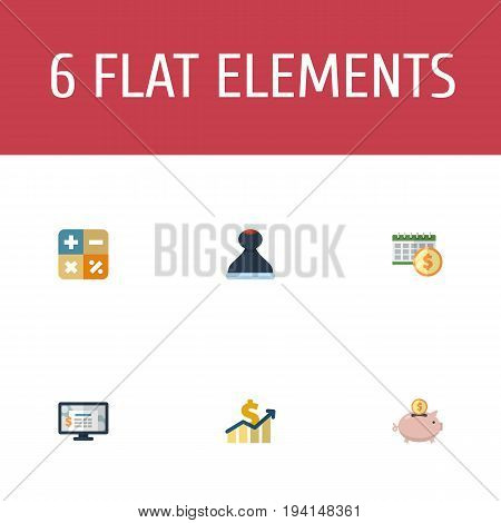 Flat Icons Algebra, Accounting System, Net Income And Other Vector Elements. Set Of Registration Flat Icons Symbols Also Includes System, Increase, Model Objects.