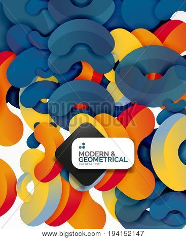 Abstract color geometric round shapes on white - elements with shadow, colorful composition