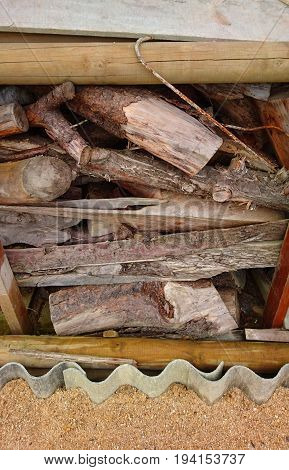 Mixed and multiple textures sand and wood