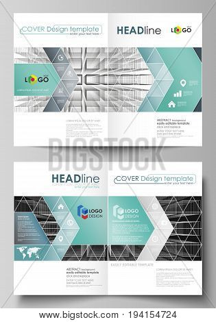 Business templates for bi fold brochure, magazine, flyer, booklet or annual report. Cover design template, easy editable vector, abstract flat layout in A4 size. Abstract infinity background, 3d structure with rectangles forming illusion of depth and pers