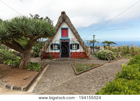 SANTANA MADEIRA PORTUGAL SEPTEMBER 9 2016: Traditional rural house in Santana on Madeira island Portugal