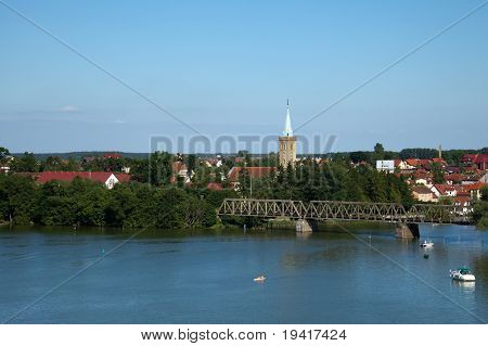 Vista panoramica della località di Mikolaki nel distretto di Mazury, Polonia