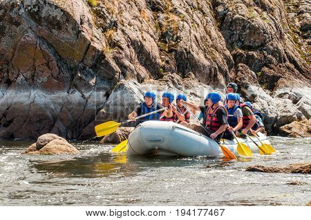 Village Mihia Mykolayiv region Ukraine - July 2 2017: Rafting and kayaking. A popular place for extreme family and corporate recreation as well as training for athletes.