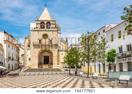 ELVAS,PORTUGAL - MAY 16,2017 - Church of Nossa Senhora da Assuncao in Elvas. Elvas is a Portuguese municipality former episcopal city and frontier fortress of easternmost central Portugal.