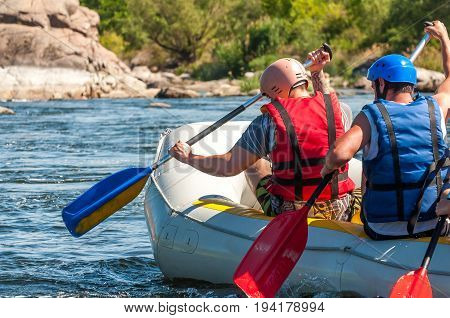 Village Mihia Mykolayiv region Ukraine - July 2 2017: Rafting and kayaking. A popular place for extreme family and corporate recreation as well as training for athletes.
