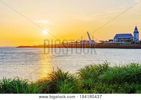 Scenic view of Tamsui during sunset in Taipei