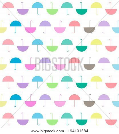 pattern of pastels color flat umbrellas on white background vector illustration