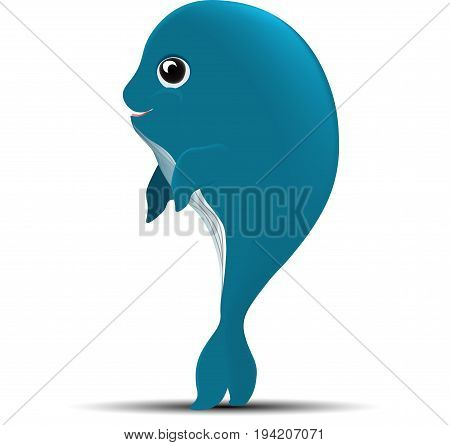 Vector image of a baby blue whale on a white background