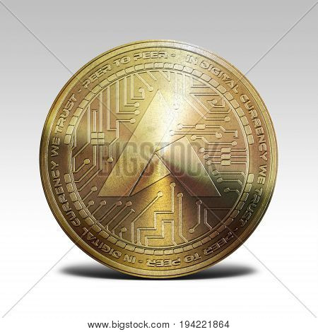 golden ardor coin isolated on white background 3d rendering illustration