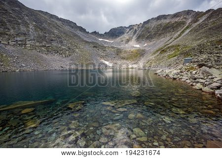 Landscape with Rila Mountain, Ledenoto (Ice) lake and Musala Peak, Bulgaria