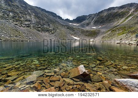 Landscape with Rila Mountain, Ledenoto (Ice) lake and Musala Peak, Bulgaria